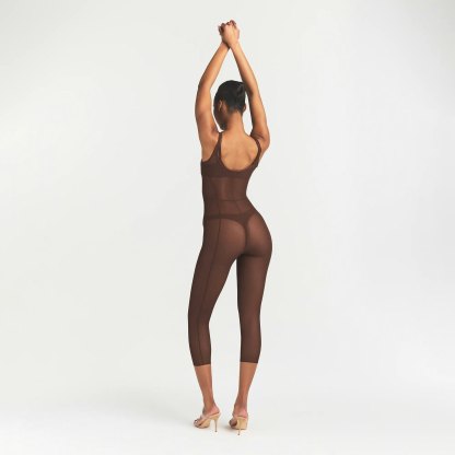 POWER MESH SHAPEWEAR CATSUIT - COCOA
