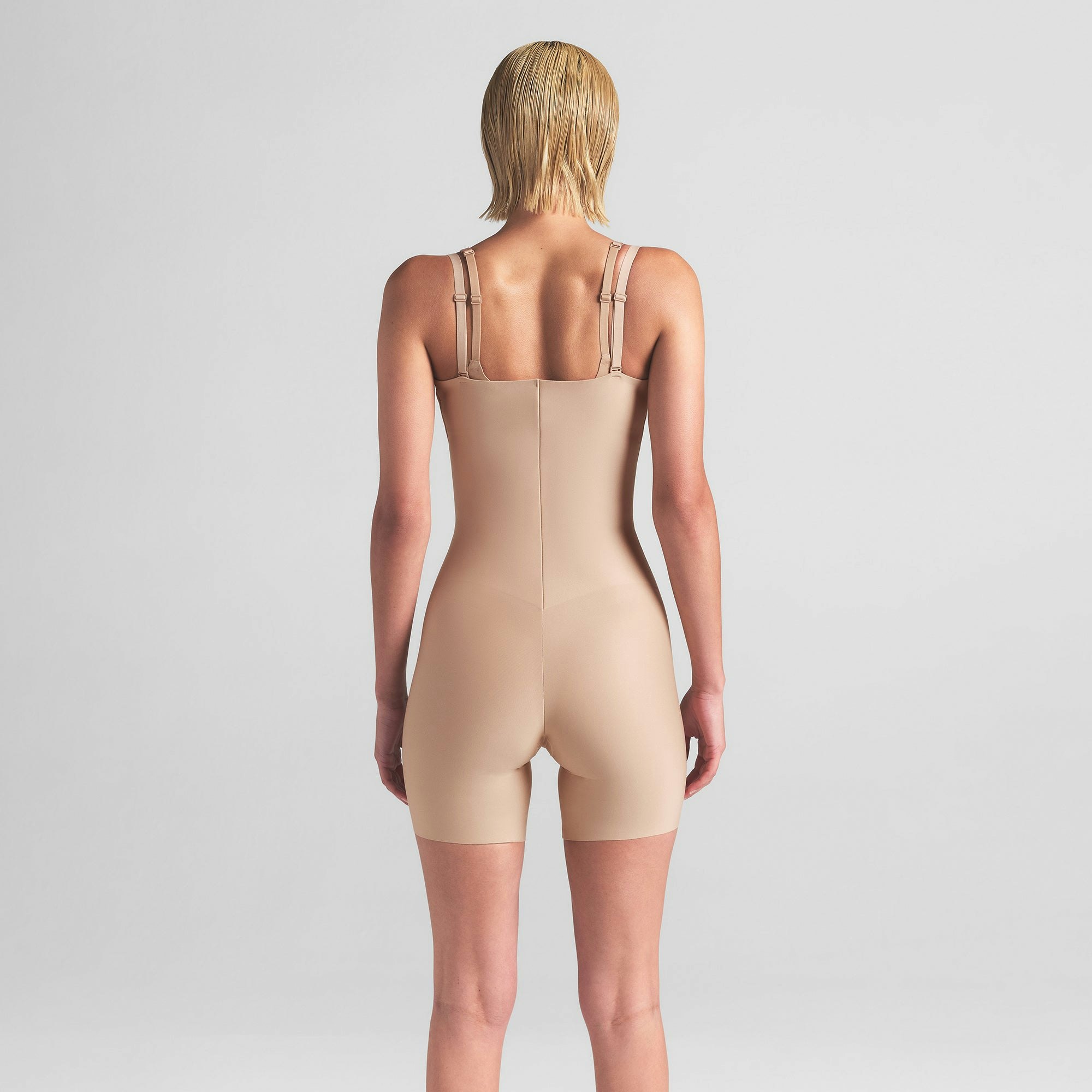 SKIMS BODY CORE SCULPT OPEN BUST MID THIGH BODYSUIT - CLAY