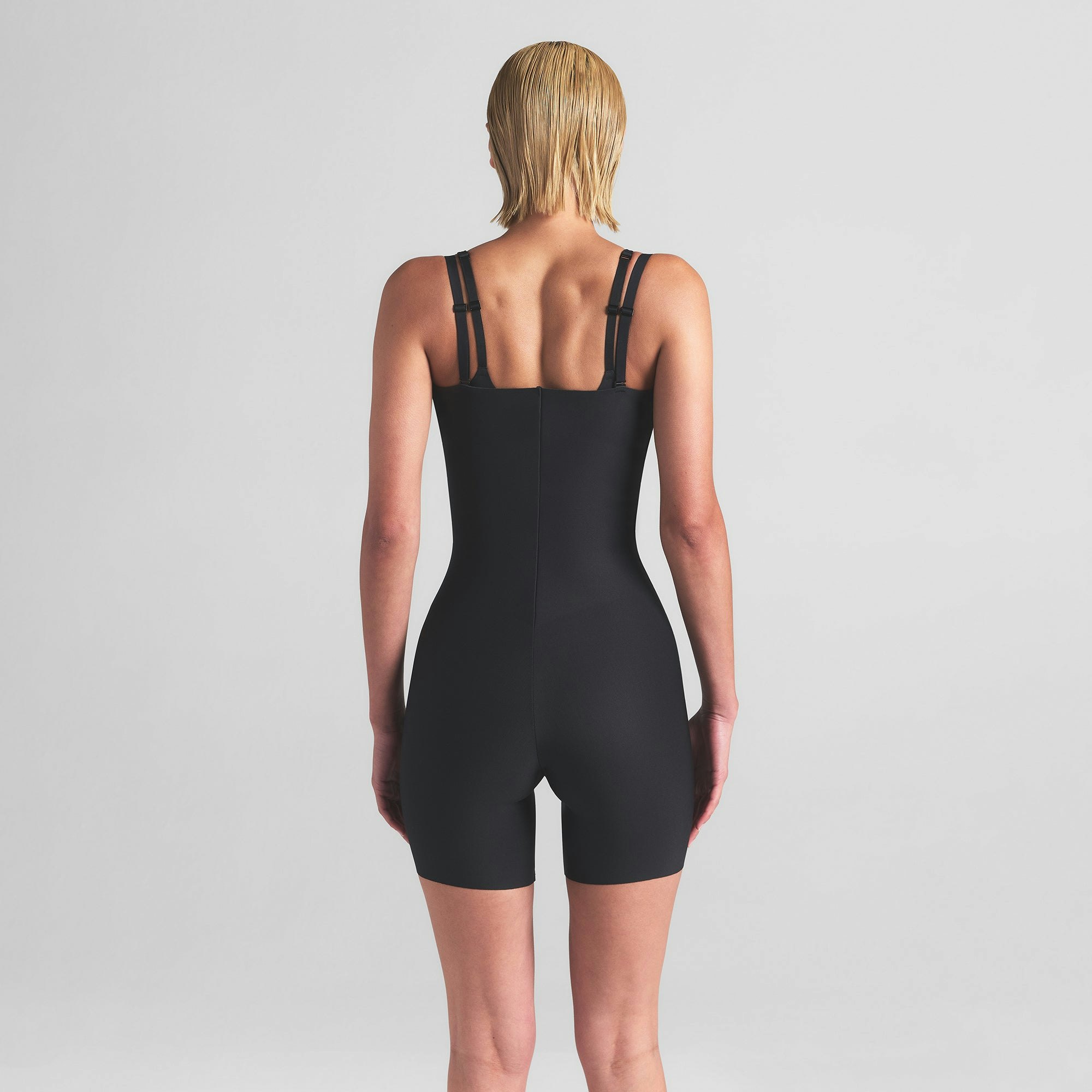 SKIMS BODY CORE SCULPT OPEN BUST MID THIGH BODYSUIT - ONYX