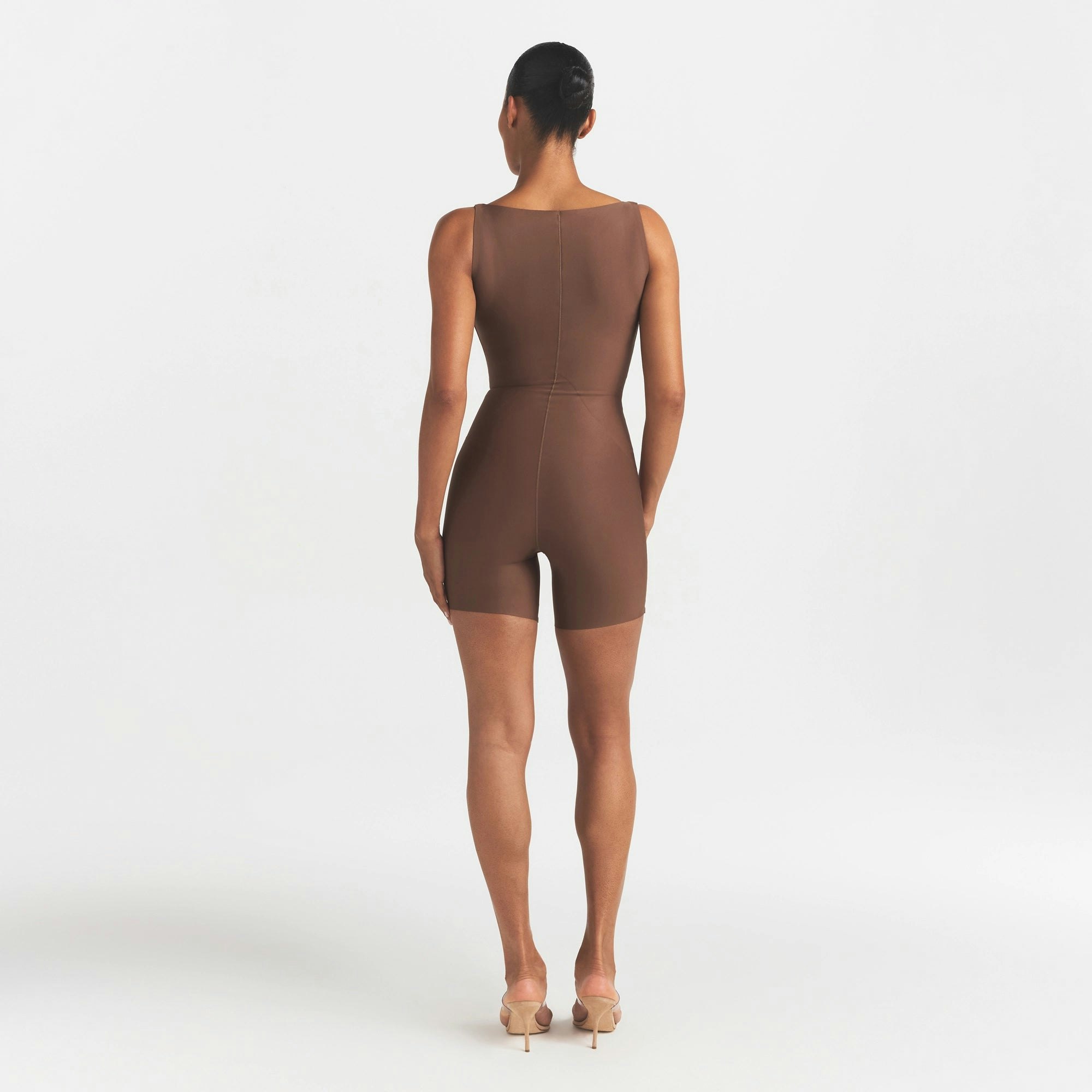 SKIMS BODY CORE SCULPT BACK SMOOTHING OPEN BUST MID THIGH BODYSUIT - JASPER