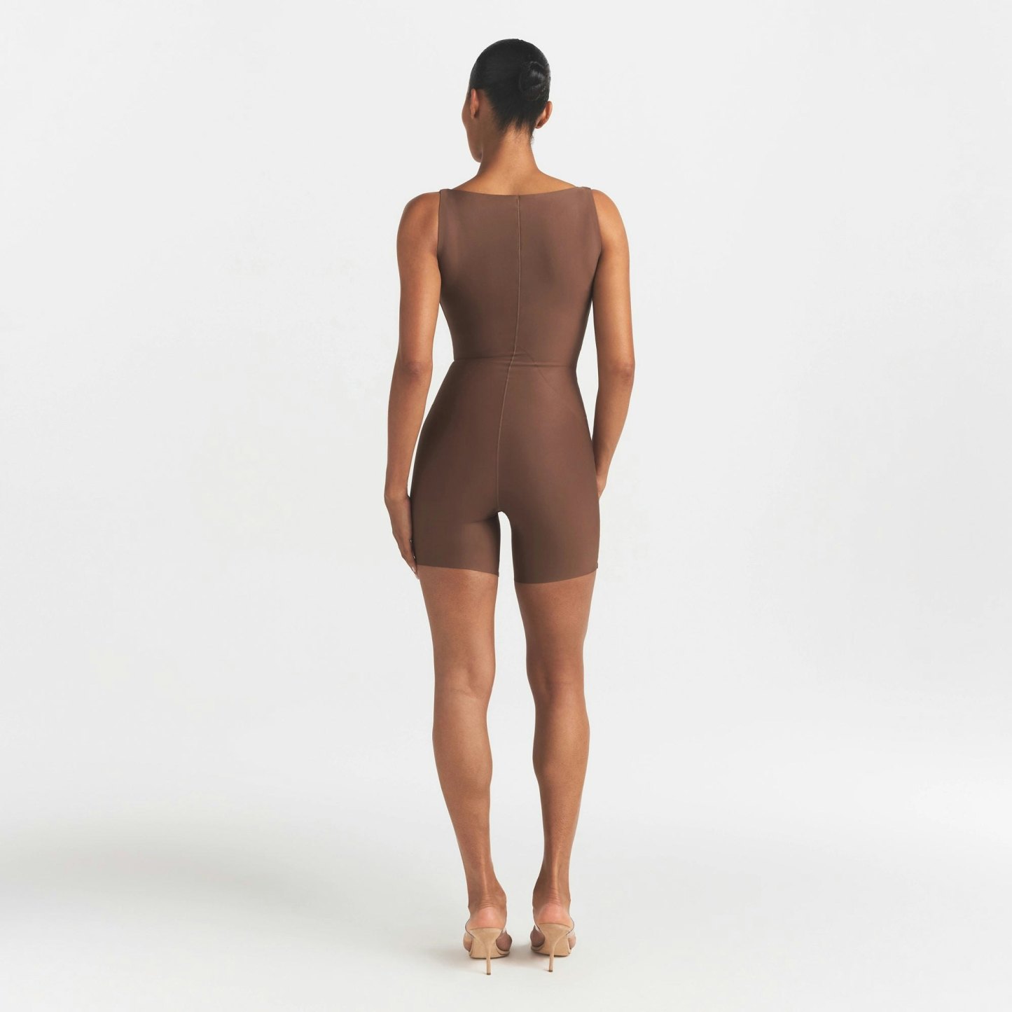 SKIMS BODY CORE SCULPT BACK SMOOTHING OPEN BUST MID THIGH BODYSUIT - JASPER