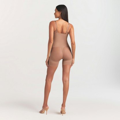 SKIMS BODY CORE SCULPT BACK SMOOTHING OPEN BUST MID THIGH BODYSUIT - SIENNA