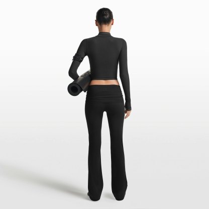 NikeSKIMS MATTE FOLDOVER SLIM FLARE LEGGING - OBSIDIAN - image 4