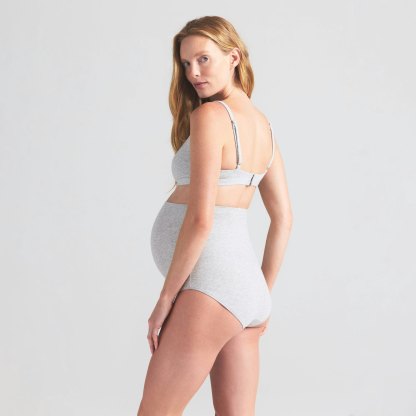 COTTON JERSEY MATERNITY HIGH-WAISTED BRIEF - LIGHT HEATHER GREY