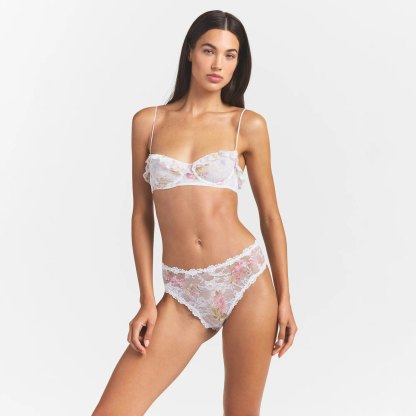 STRETCH LACE RUFFLE UNLINED BRA - SNOW VINTAGE FLORAL PRINT - image 2