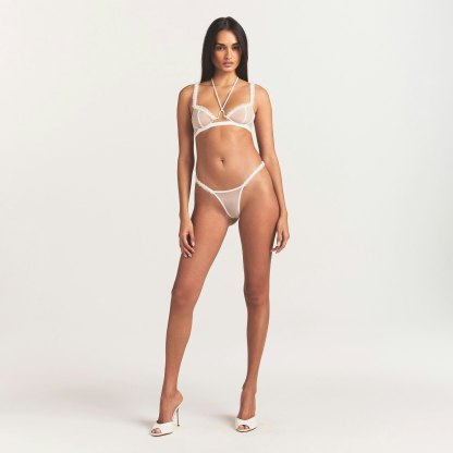 ULTRA FINE MESH RUFFLE BRA - IVORY