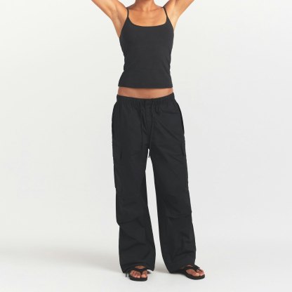 WOVEN COTTON OVERSIZED LOW RISE CARGO PANT - ONYX - image 7