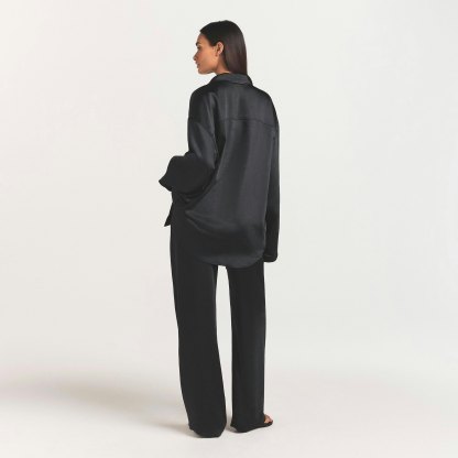 LIGHTWEIGHT SATIN STRAIGHT LEG PANT - OBSIDIAN - image 3