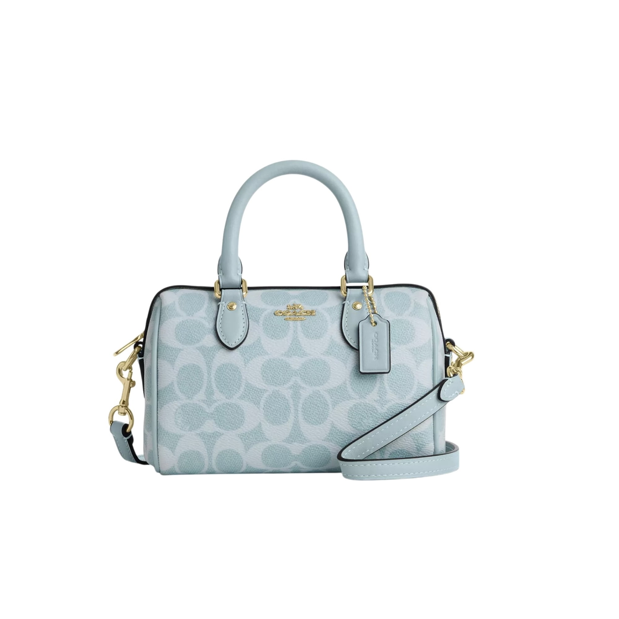 Coach Mini Rowan Crossbody Bag In Signature Canvas (Light Blue) - Light Blue - view 1