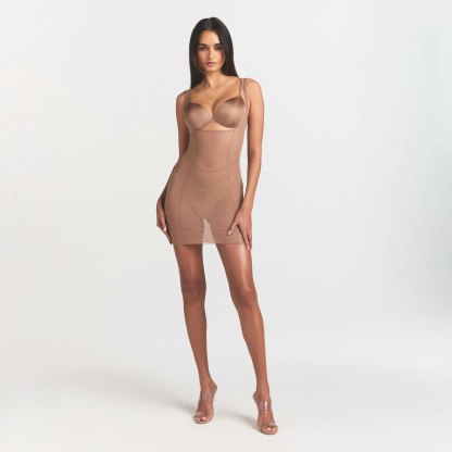 POWER MESH SHAPEWEAR OPEN BUST SLIP DRESS - SIENNA
