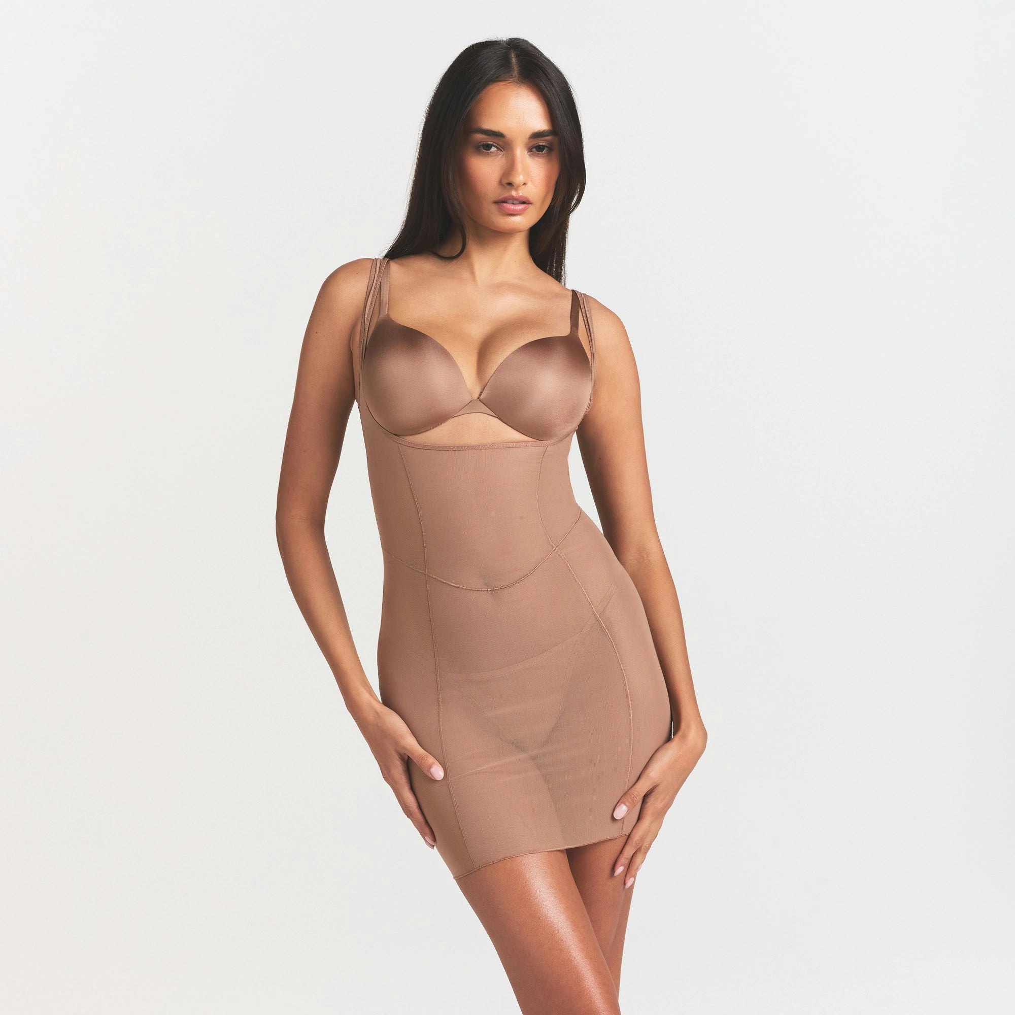POWER MESH SHAPEWEAR OPEN BUST SLIP DRESS - SIENNA