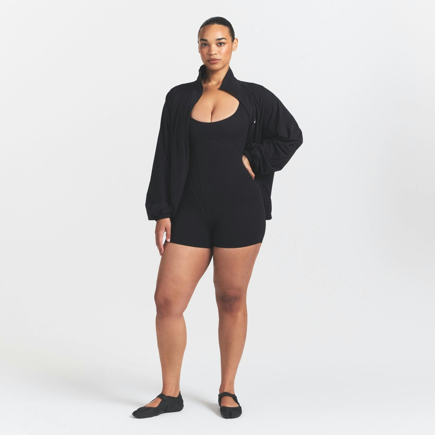 NikeSKIMS MATTE CORSET 2" ONE PIECE - OBSIDIAN