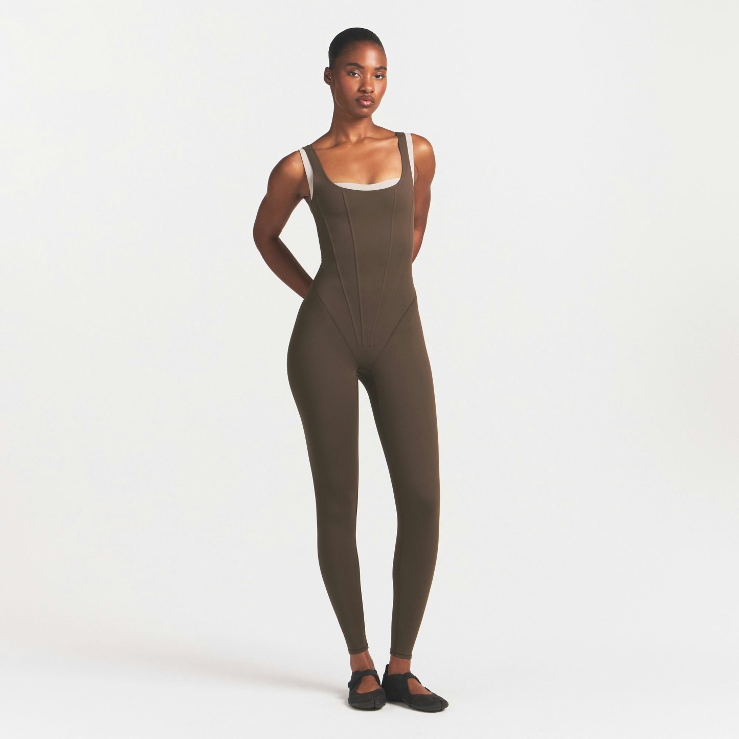 NikeSKIMS MATTE CORSET 29" ONE PIECE - DARK SEPIA