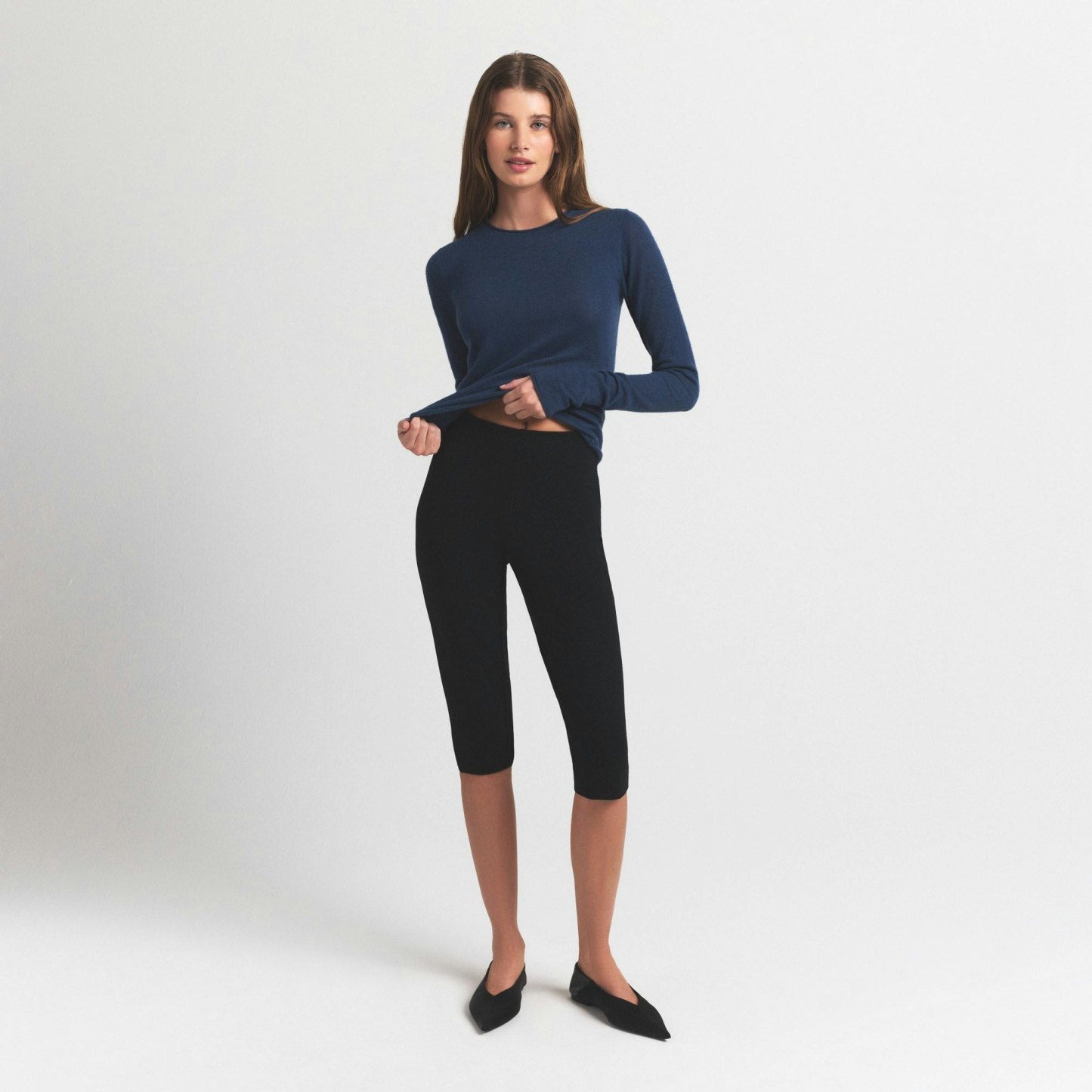 FEATHERWEIGHT CASHMERE LONG SLEEVE TOP - INDIGO - image 12
