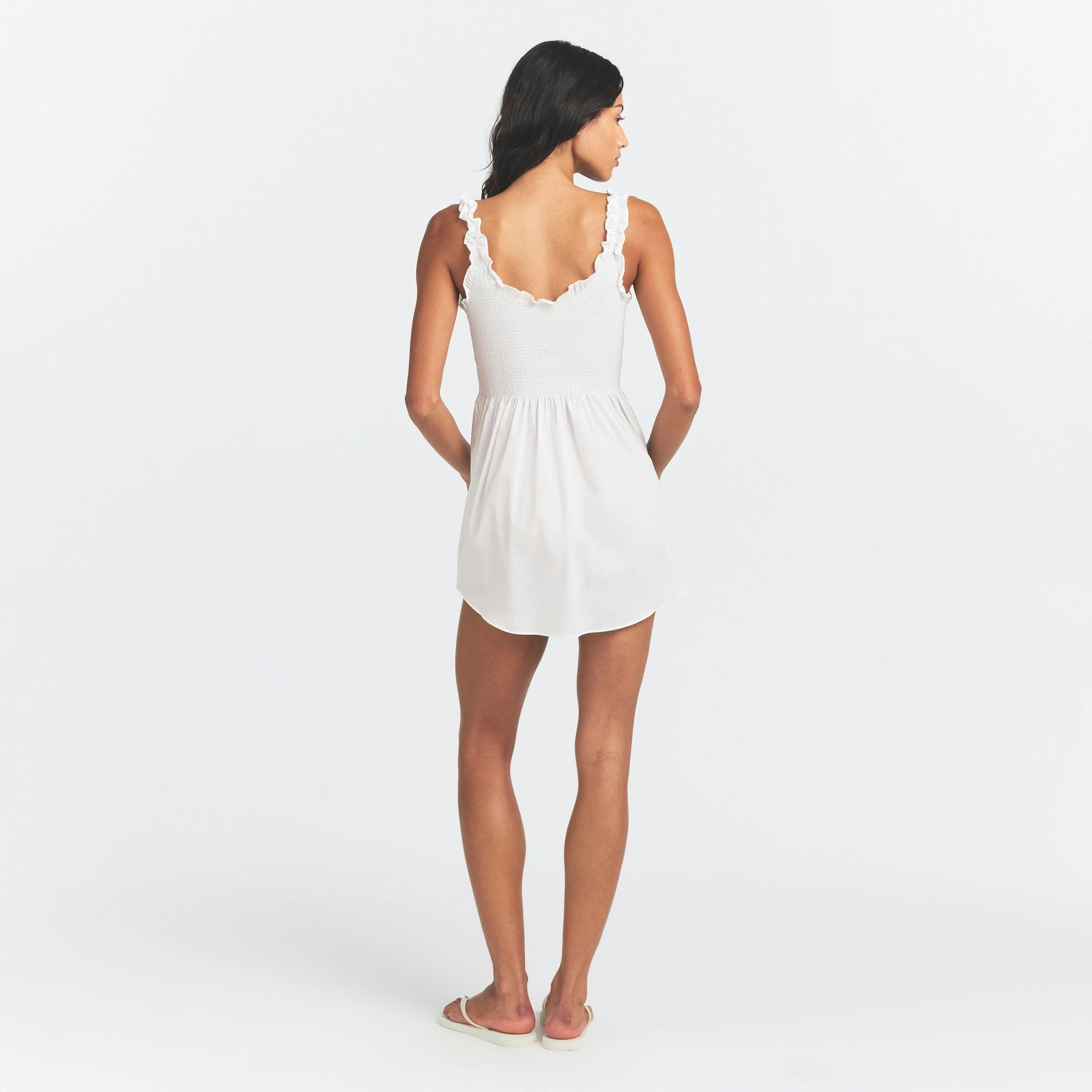 POPLIN APPAREL MINI SMOCKED DRESS - SNOW - image 4