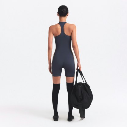 NikeSKIMS MATTE SHINE MIX RACERBACK 5" ONE PIECE - DEEP ROYAL AND STONE - image 4