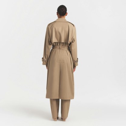 WOVEN COTTON OVERSIZED TRENCH COAT - DESERT - image 5