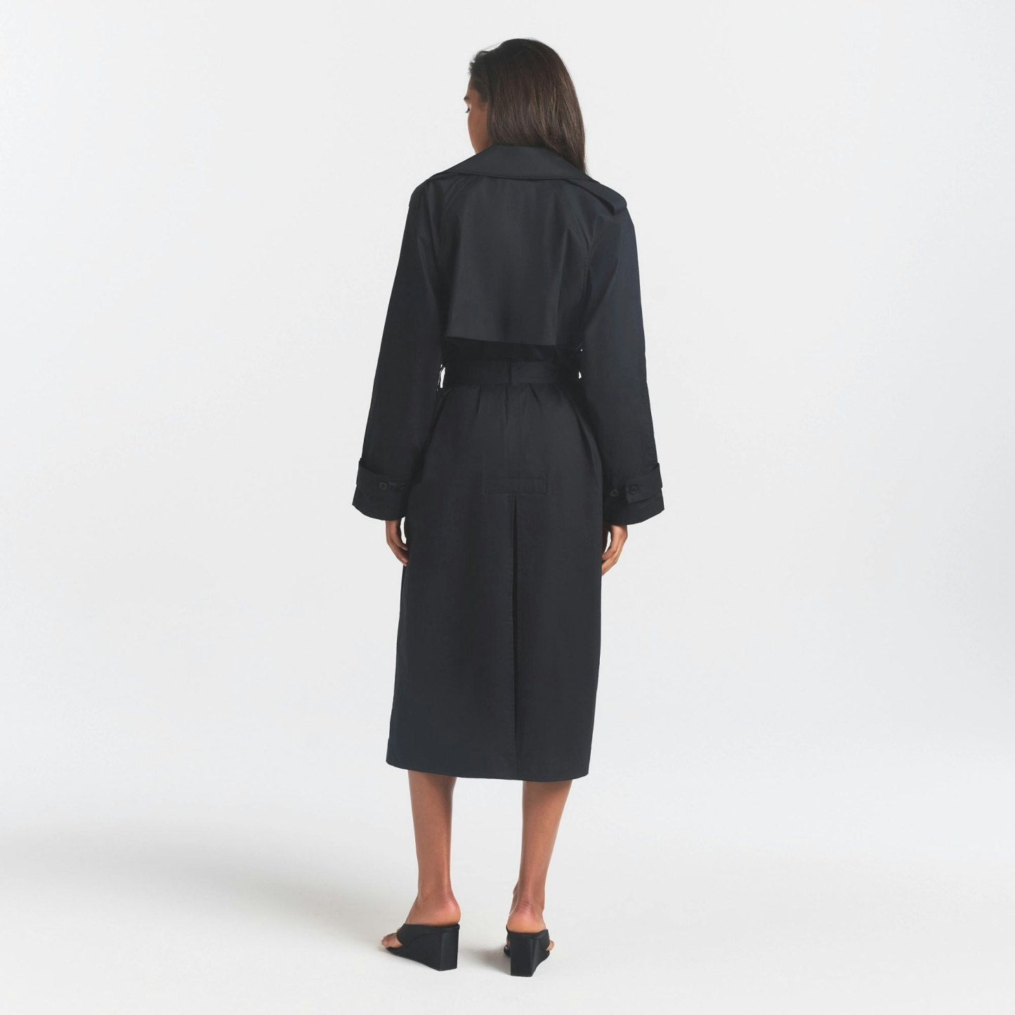 WOVEN COTTON OVERSIZED TRENCH COAT - ONYX - image 10