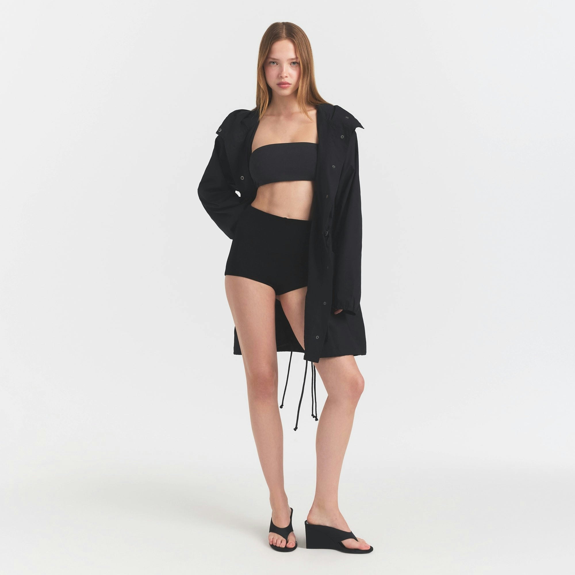 WOVEN COTTON OVERSIZED ANORAK - ONYX - image 5