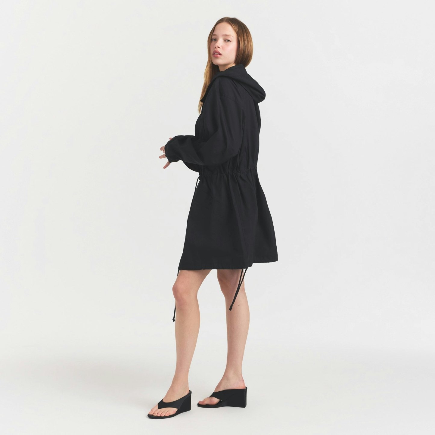WOVEN COTTON OVERSIZED ANORAK - ONYX - image 4