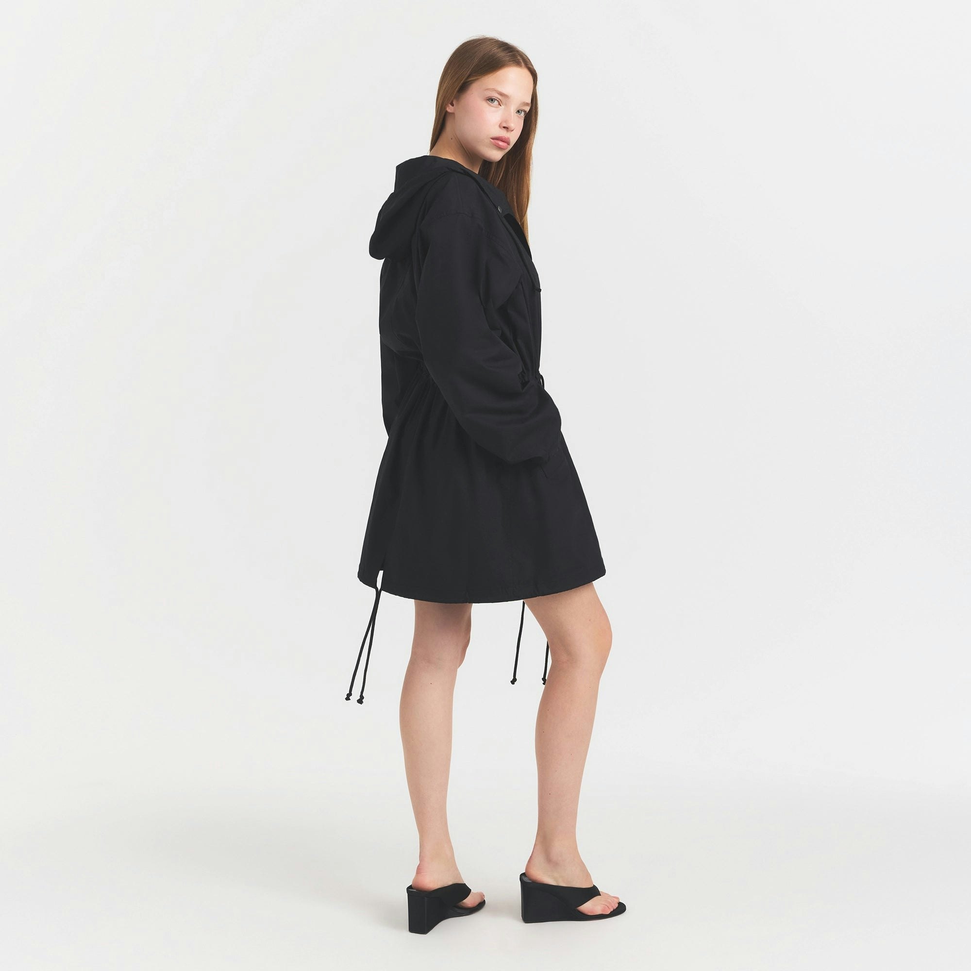 WOVEN COTTON OVERSIZED ANORAK - ONYX - image 3