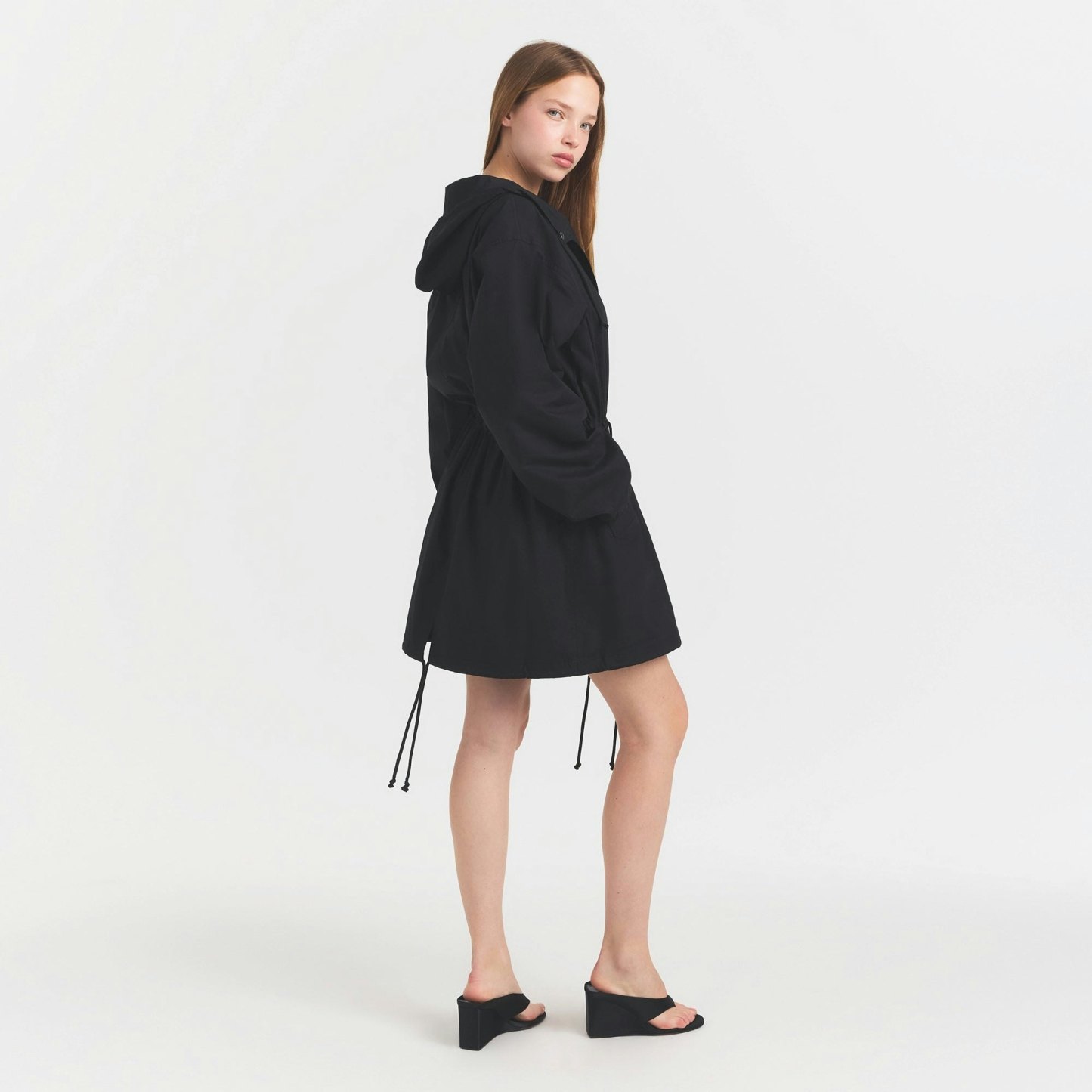 WOVEN COTTON OVERSIZED ANORAK - ONYX - image 3