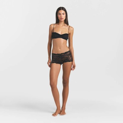 STRETCH LACE BOY SHORT - SOOT