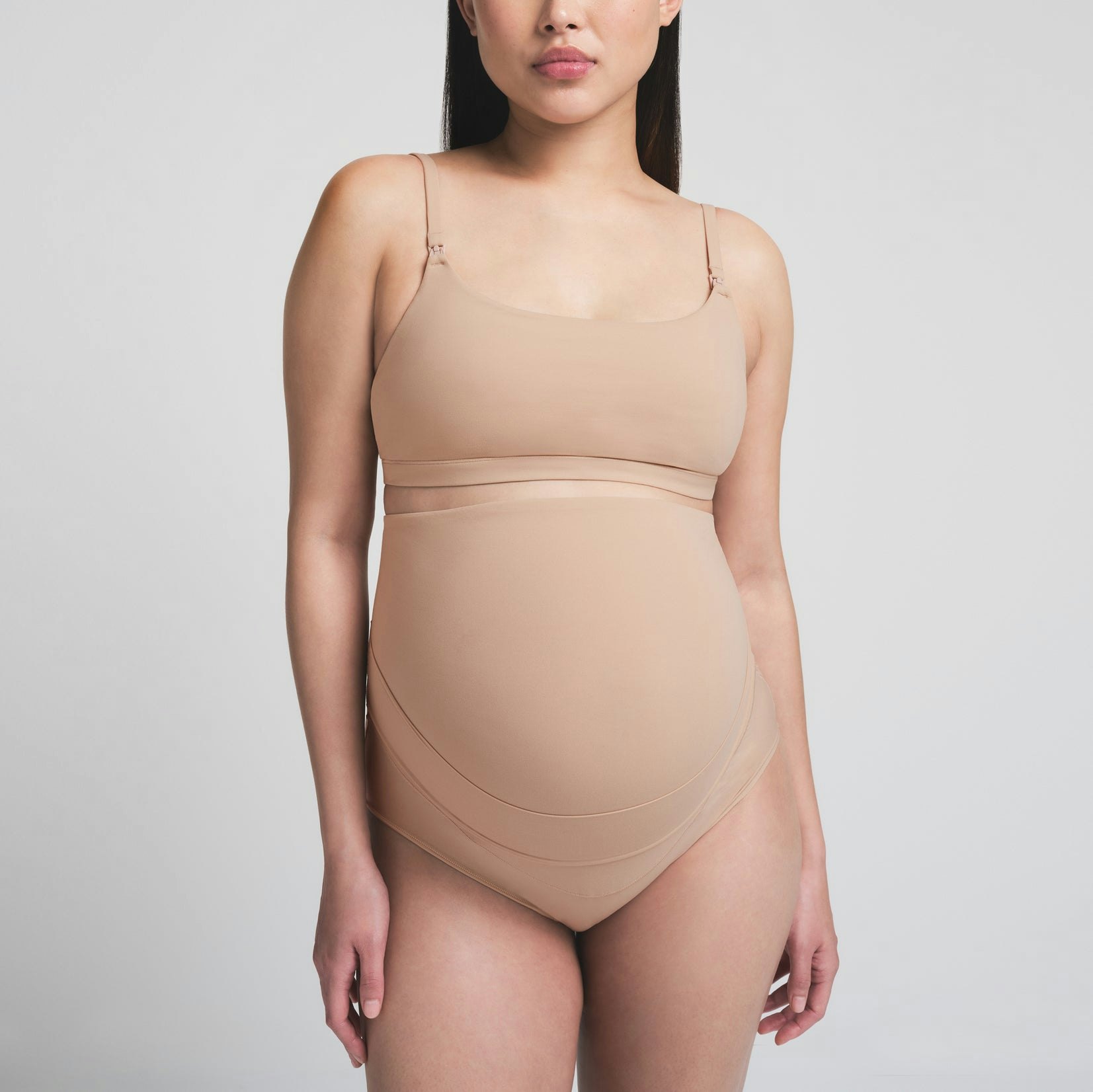 FITS EVERYBODY MATERNITY BANDED HIGH-WAISTED BRIEF - CLAY