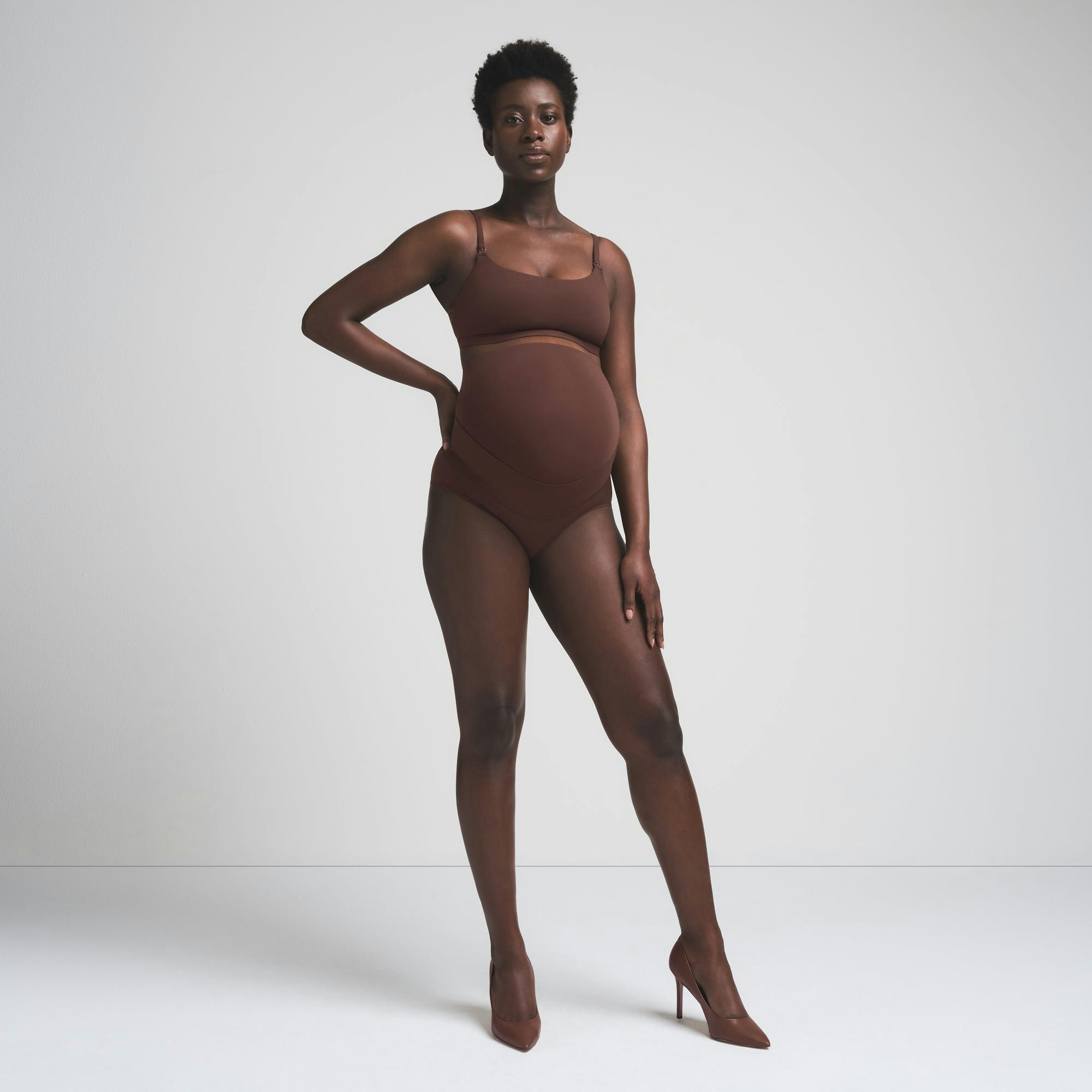 FITS EVERYBODY MATERNITY BANDED HIGH-WAISTED BRIEF - COCOA