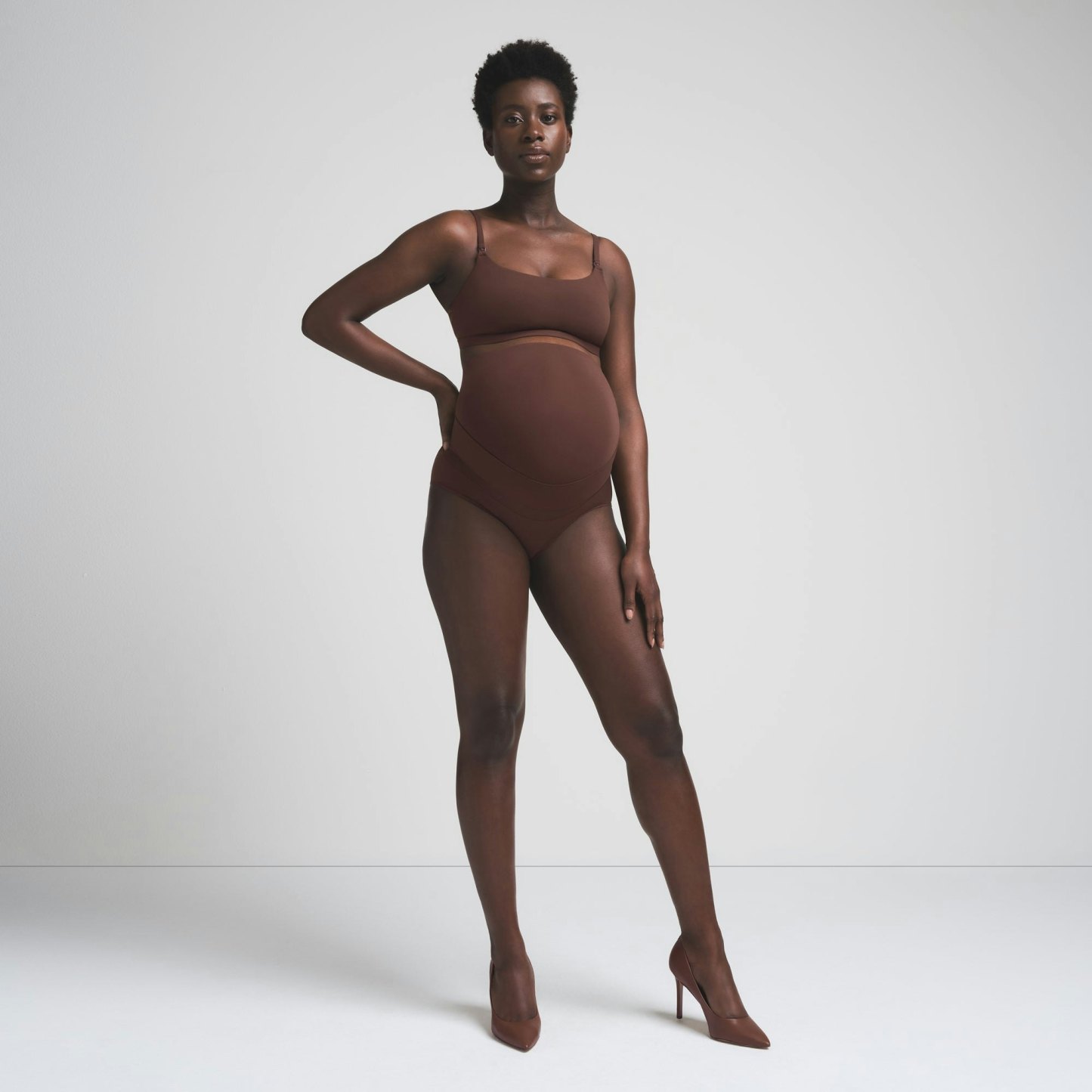 FITS EVERYBODY MATERNITY BANDED HIGH-WAISTED BRIEF - COCOA