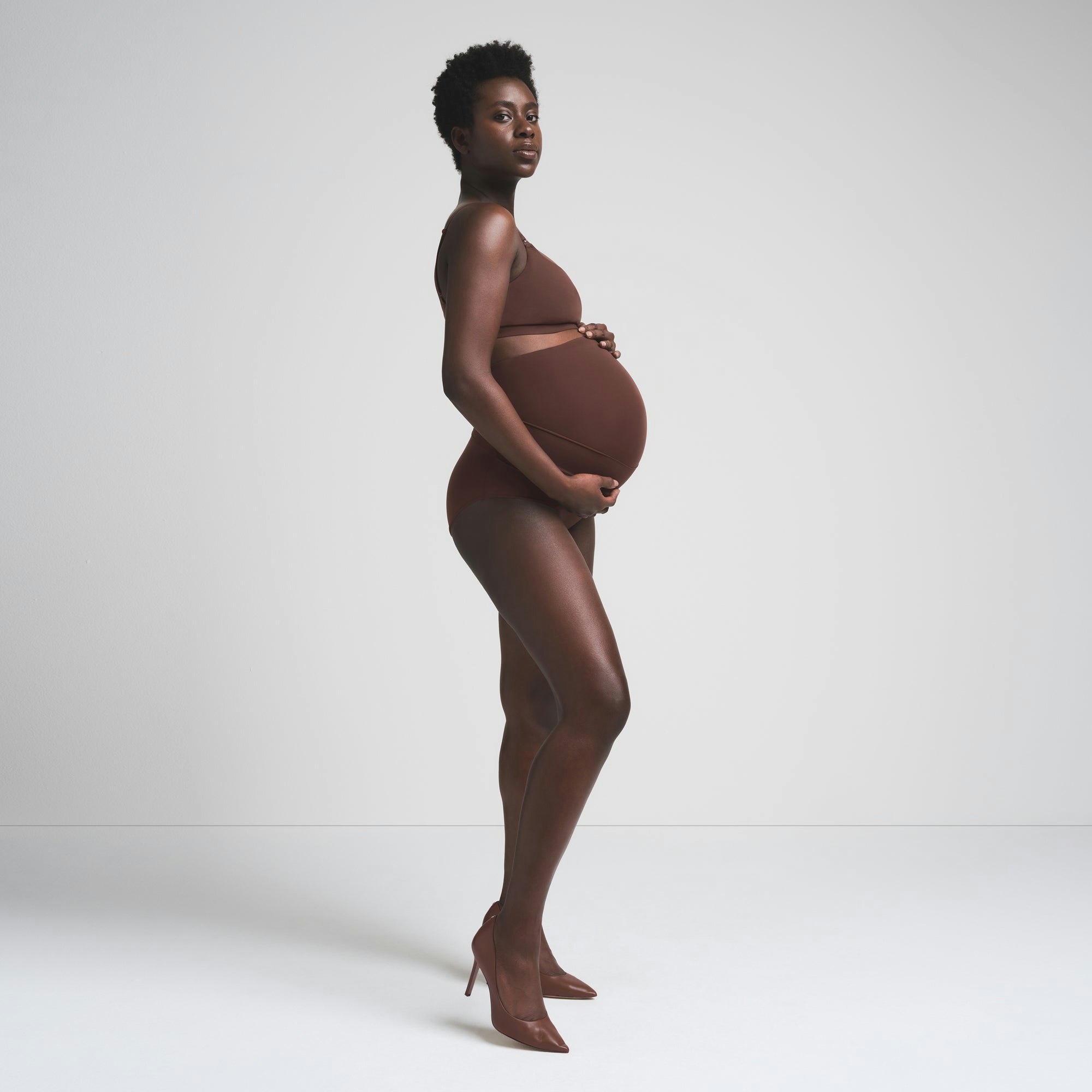 FITS EVERYBODY MATERNITY BANDED HIGH-WAISTED BRIEF - COCOA