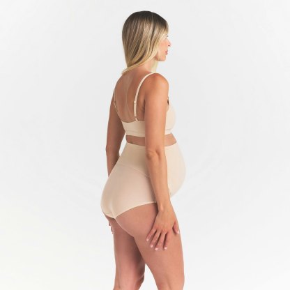 FITS EVERYBODY MATERNITY BANDED HIGH-WAISTED BRIEF - SAND