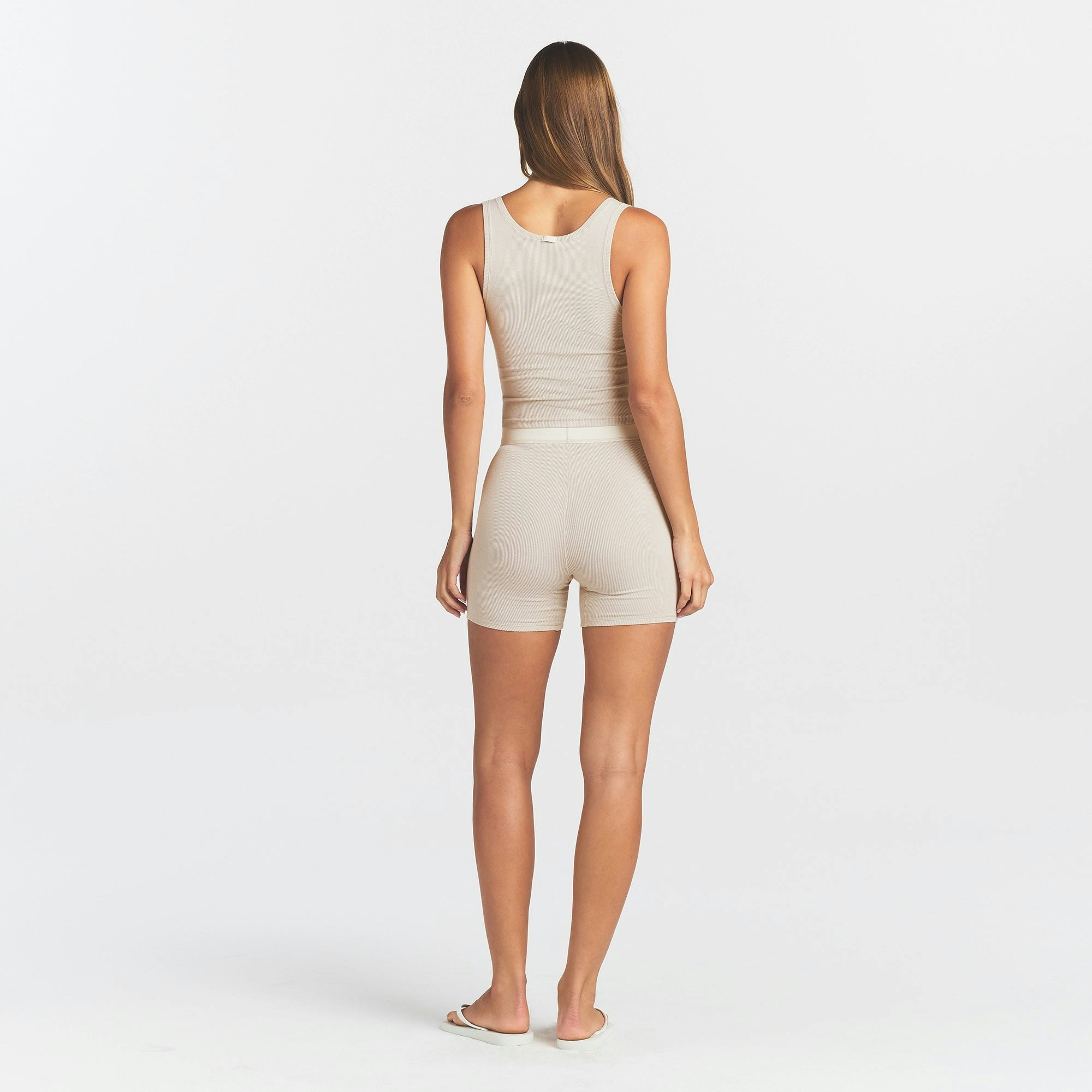 COTTON RIB BOXER - STONE