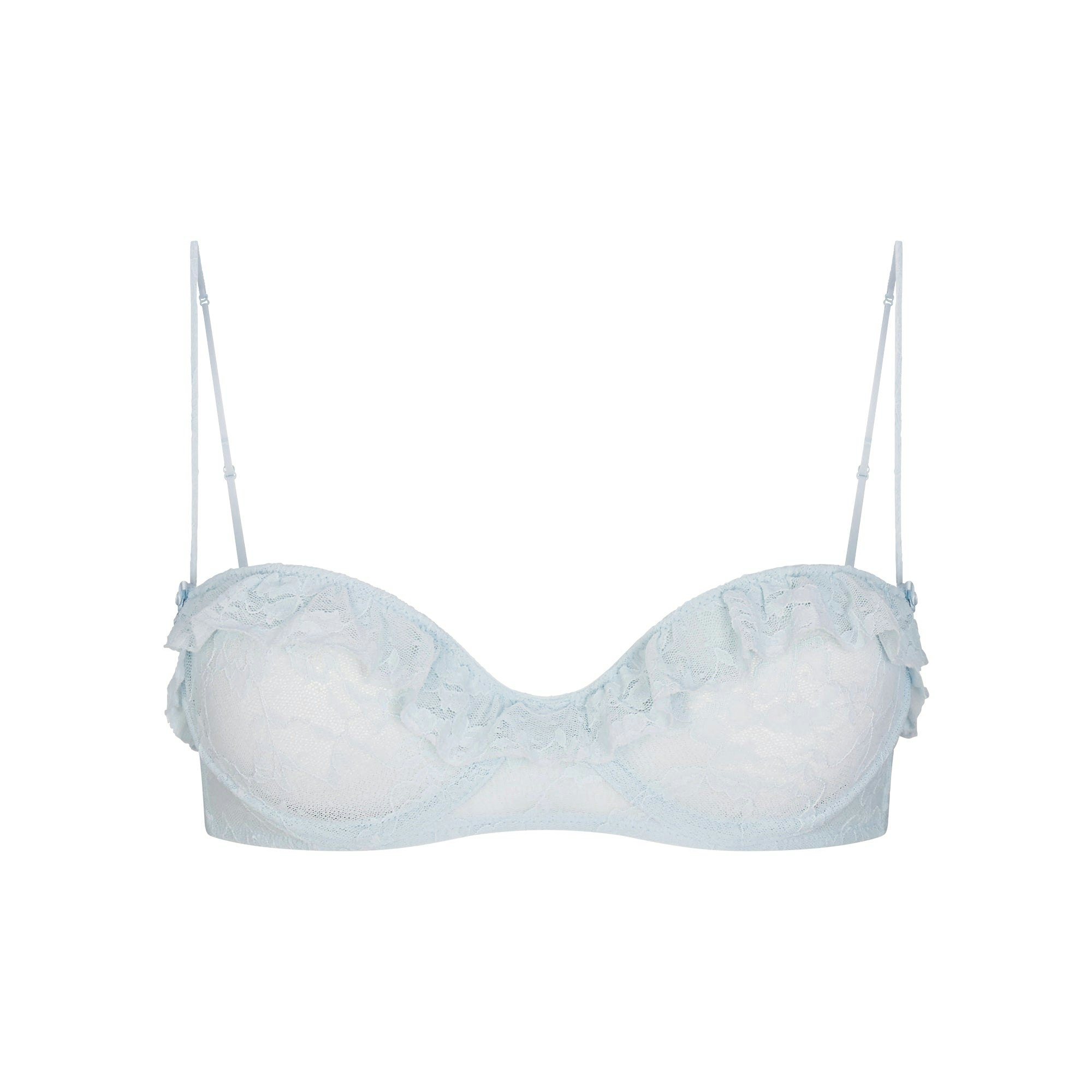 STRETCH LACE RUFFLE UNLINED BRA - POWDER BLUE - image 6