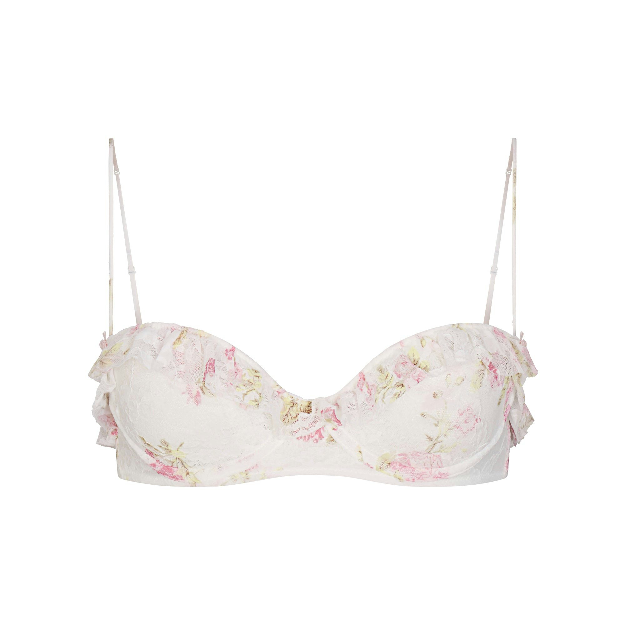 STRETCH LACE RUFFLE UNLINED BRA - SNOW VINTAGE FLORAL PRINT - image 5