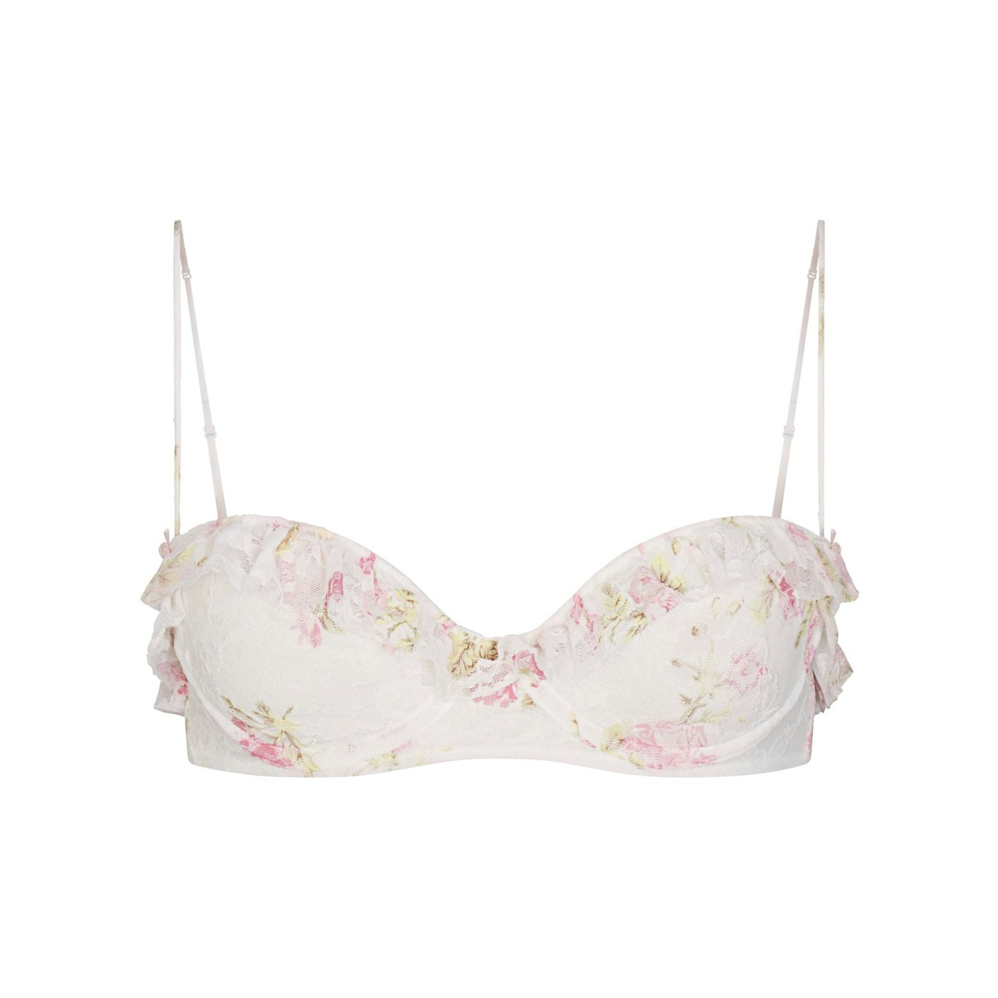 STRETCH LACE RUFFLE UNLINED BRA - SNOW VINTAGE FLORAL PRINT - image 5