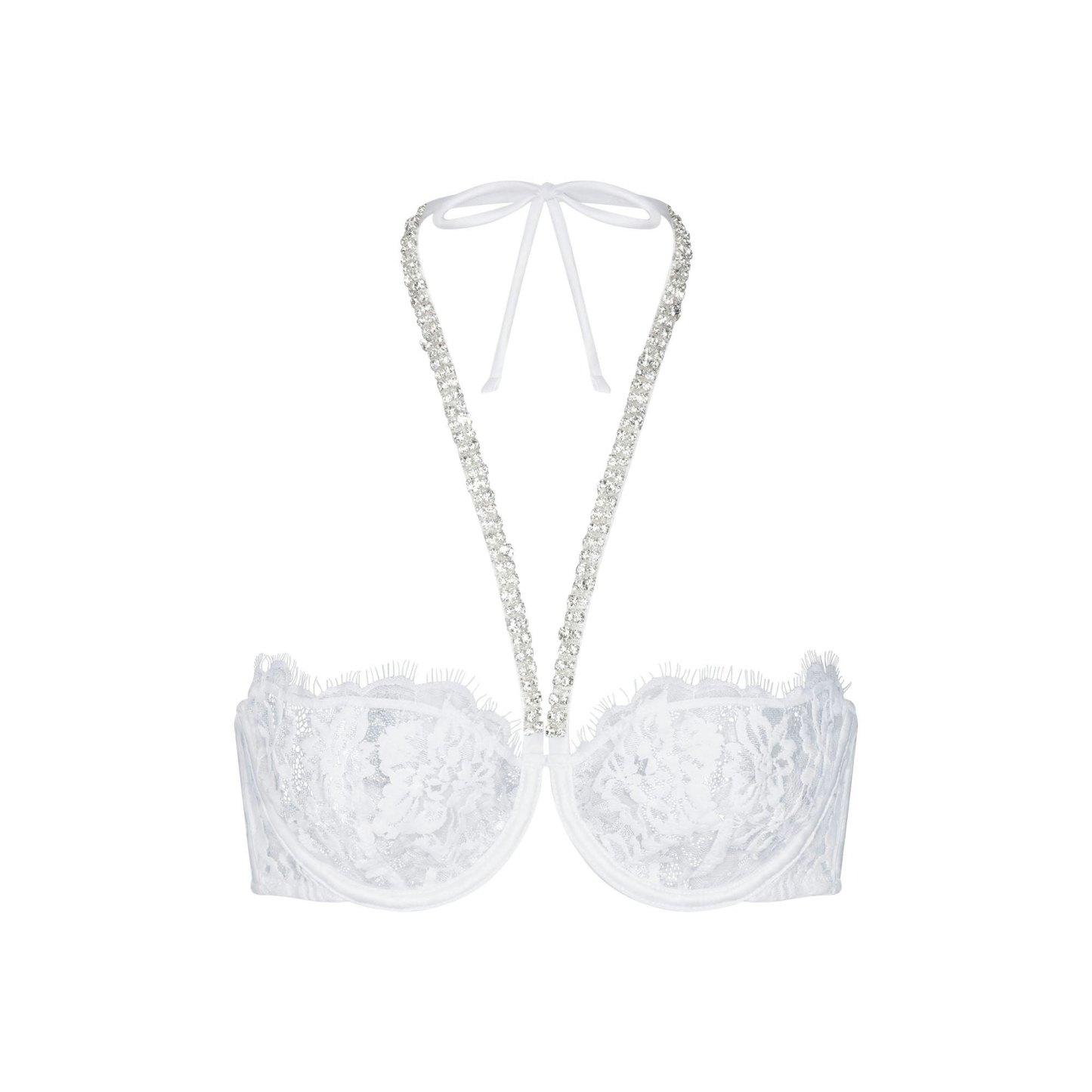 SKIMS LACE UNLINED HALTER BRA - SNOW - image 6
