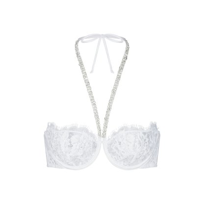 SKIMS LACE UNLINED HALTER BRA - SNOW - image 6
