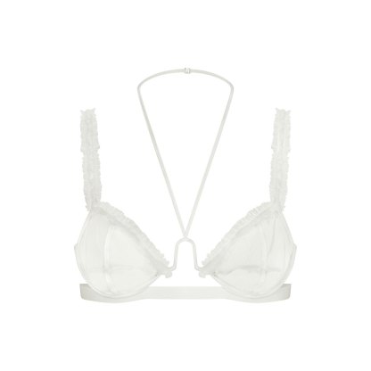 ULTRA FINE MESH RUFFLE BRA - IVORY - image 5