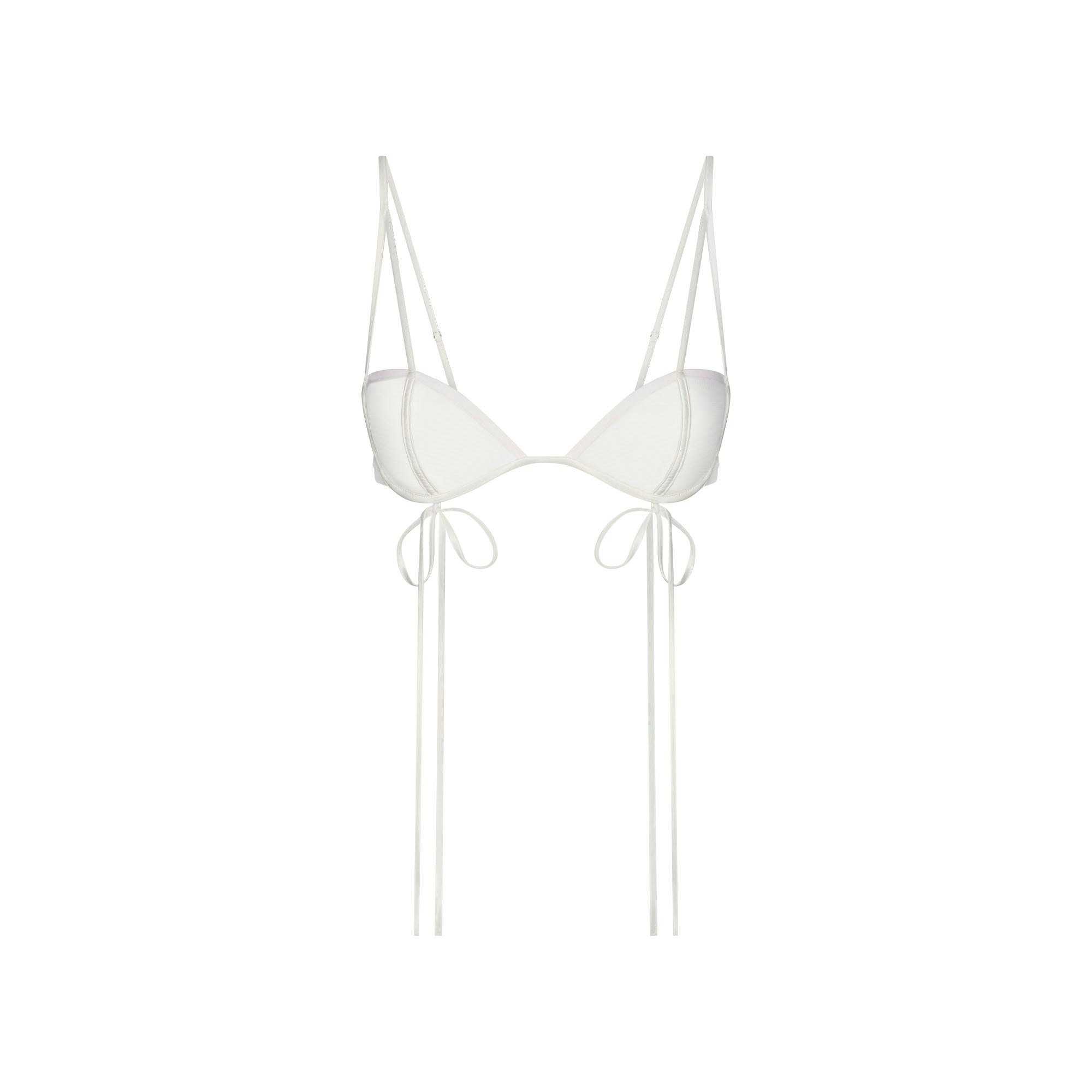 ULTRA FINE MESH BOW BRA - IVORY - image 7