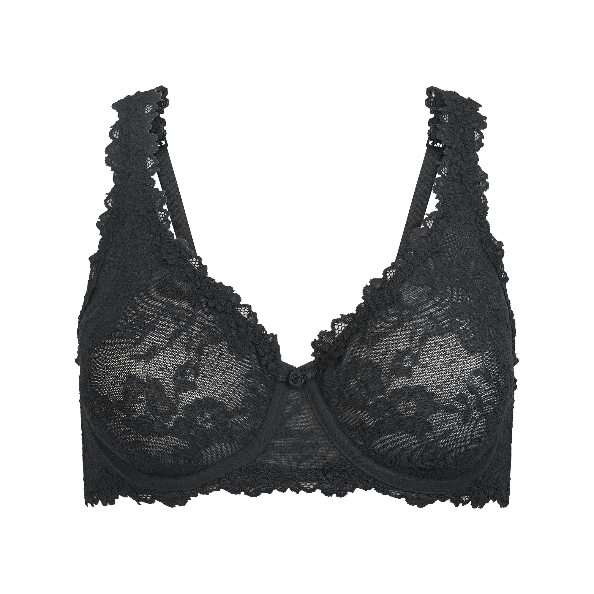 STRETCH LACE UNLINED FULL COVERAGE BRA - SOOT - image 6