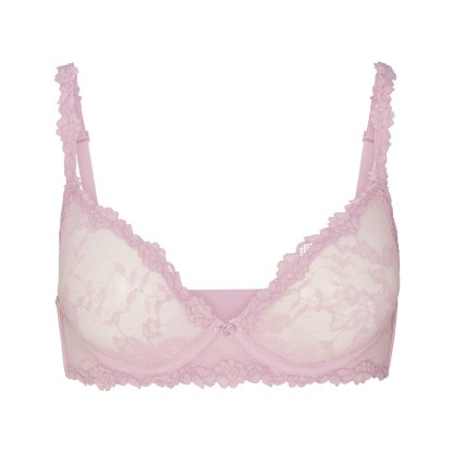 STRETCH LACE UNLINED DEMI BRA - BABY PINK - image 11