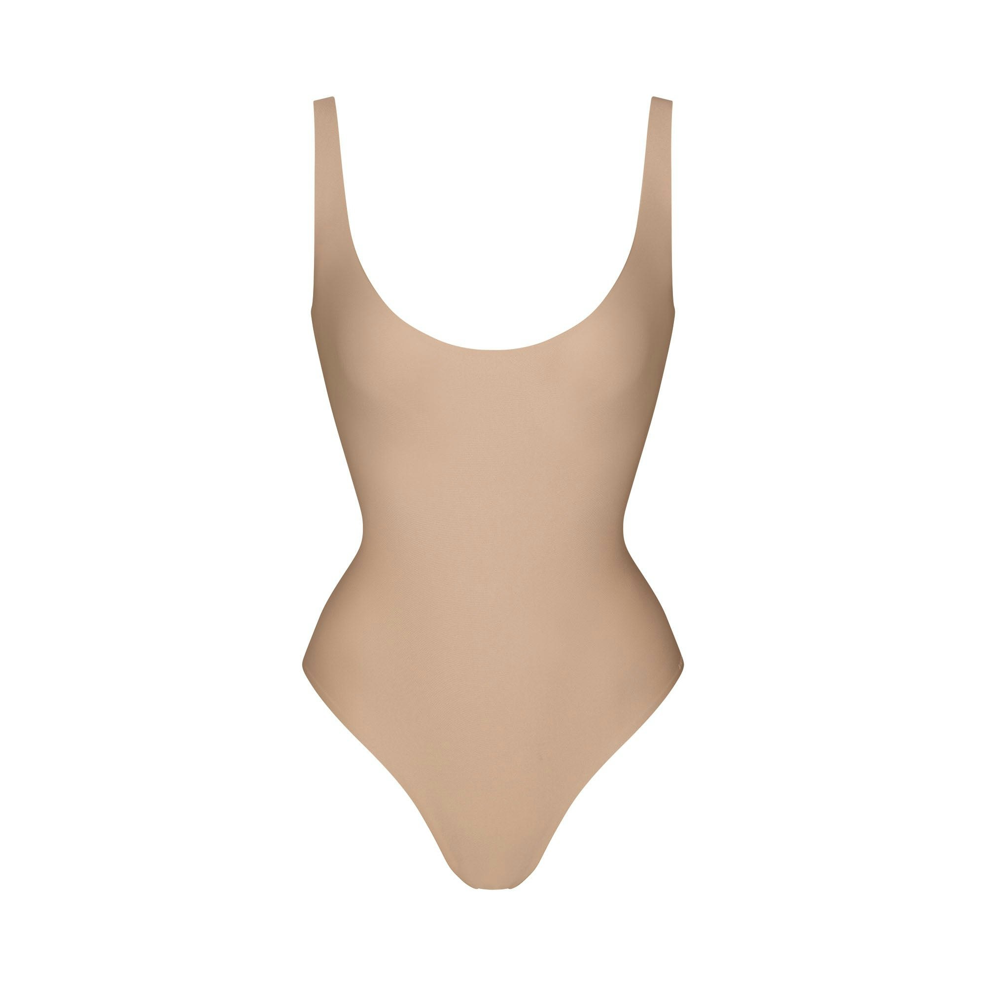 SKIMS BODY SCOOP LOW BACK THONG BODYSUIT - CLAY