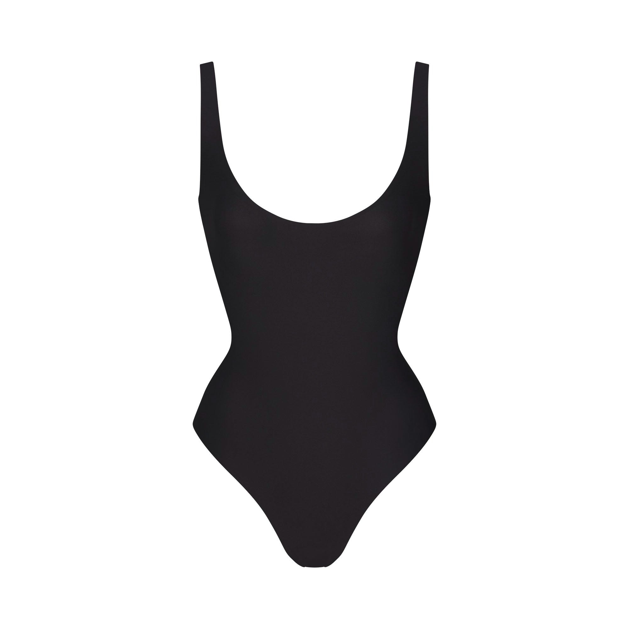 SKIMS BODY SCOOP LOW BACK THONG BODYSUIT - ONYX