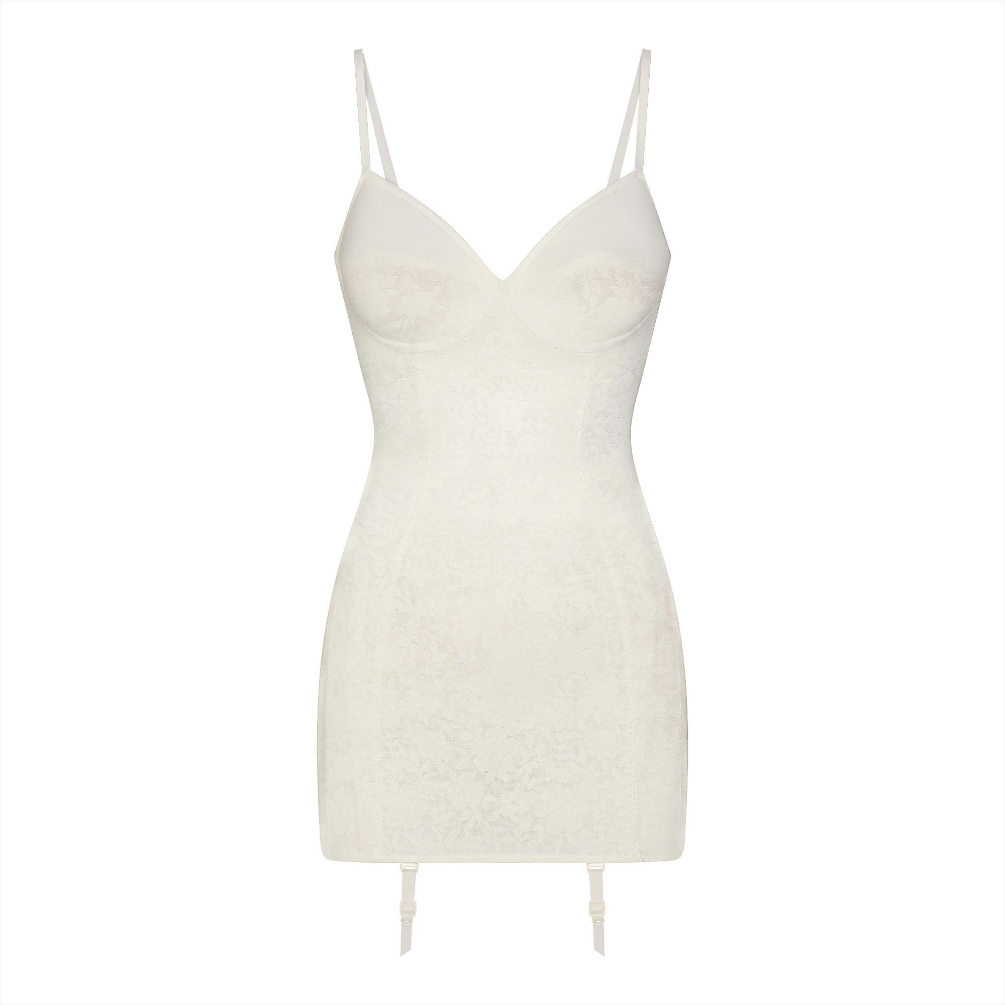 LACE SHAPEWEAR MINI SLIP DRESS - IVORY
