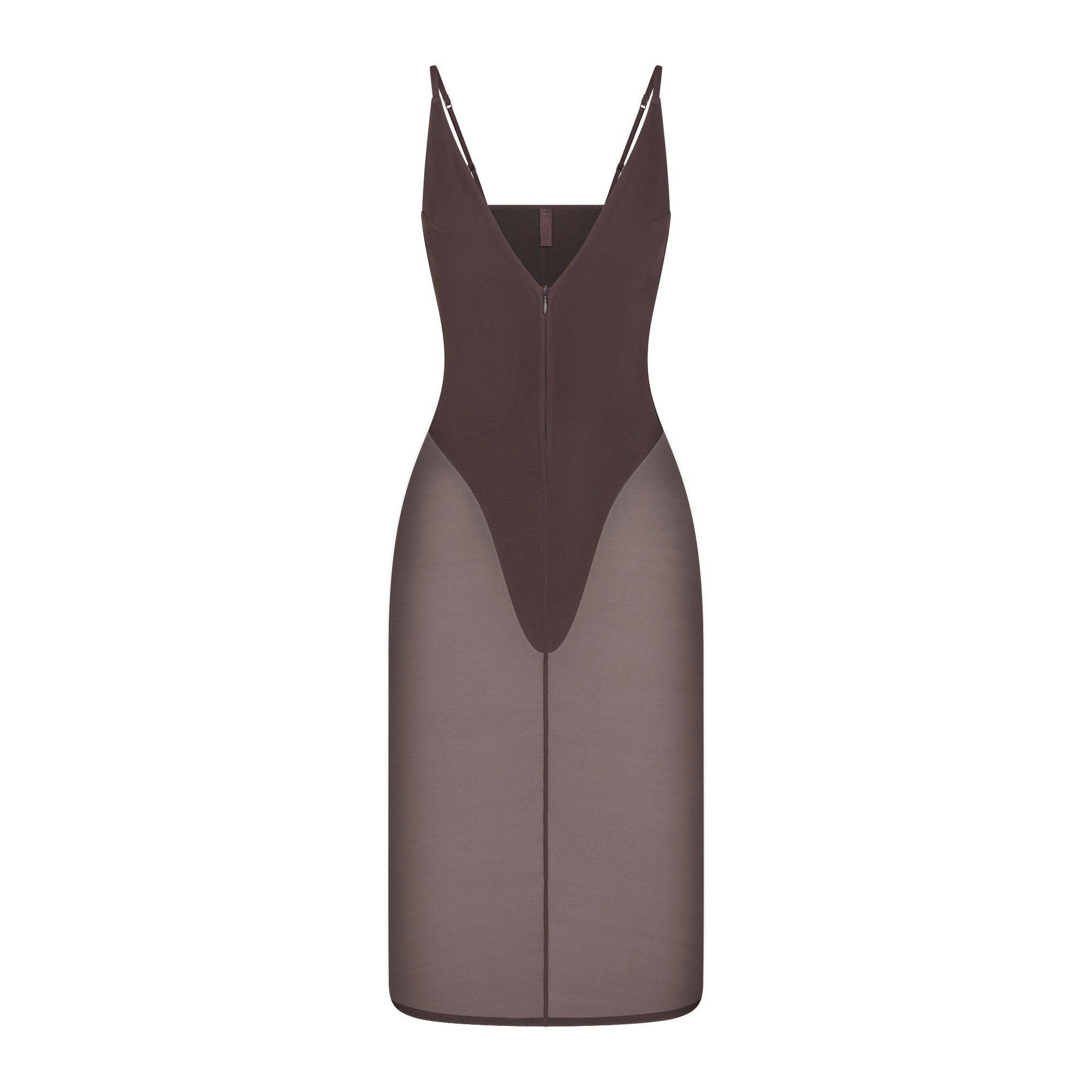SKIMS BODY MESH PLUNGE MIDI DRESS - RAISIN - image 6