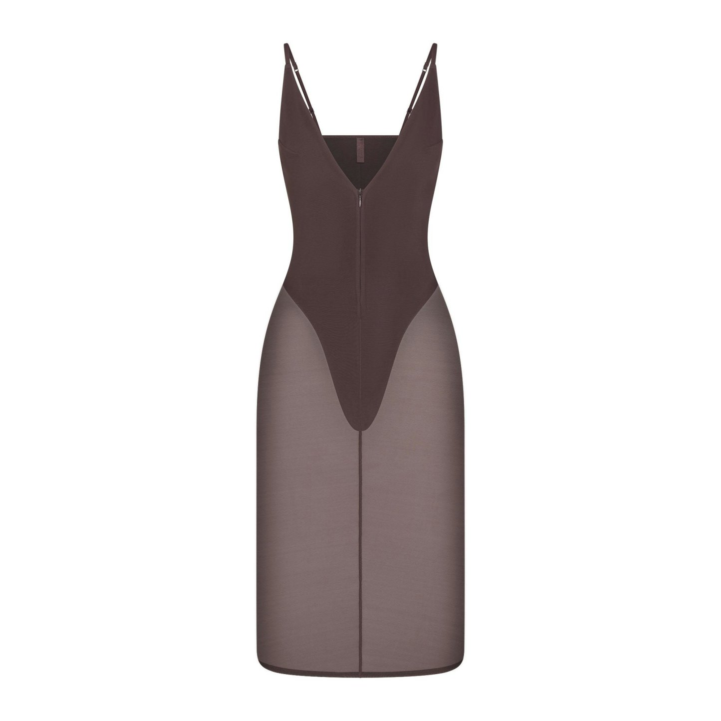SKIMS BODY MESH PLUNGE MIDI DRESS - RAISIN - image 6