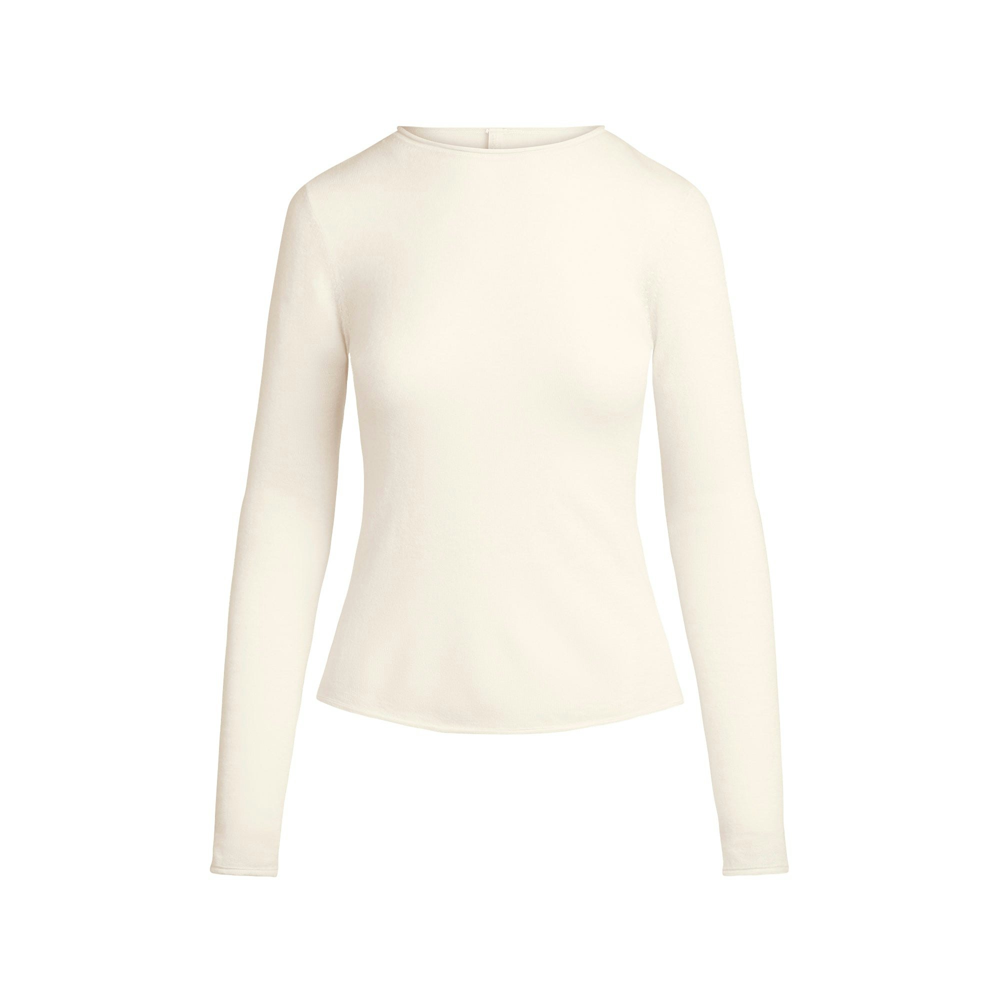 FEATHERWEIGHT CASHMERE LONG SLEEVE TOP - EGRET - image 6