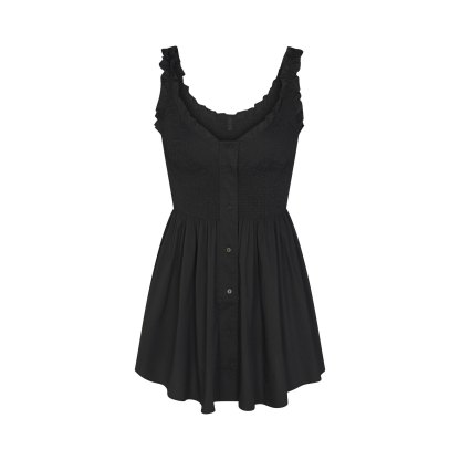 POPLIN APPAREL MINI SMOCKED DRESS - ONYX - image 11