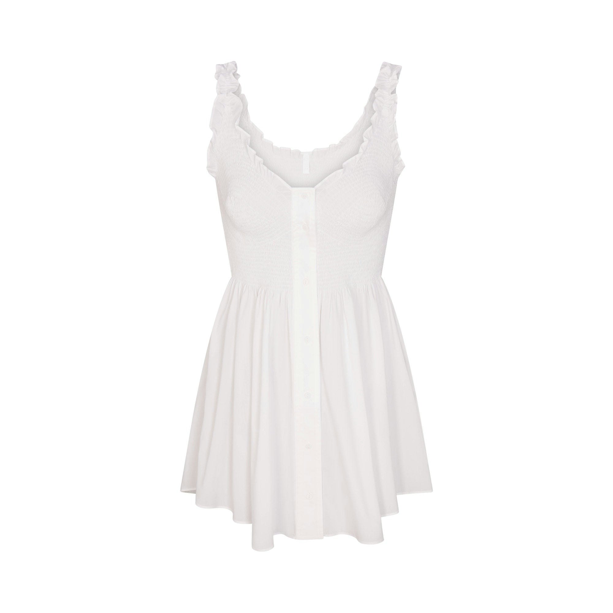 POPLIN APPAREL MINI SMOCKED DRESS - SNOW - image 6